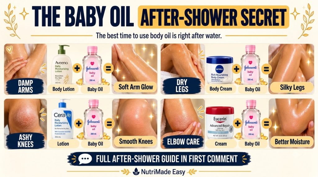 An infographic showing before and after comparisons of skin on different body parts demonstrating the benefits of mixing