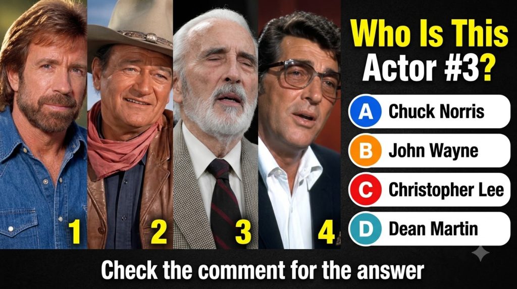 A mobile-optimized quiz card showing four classic celebrity portraits in a 2x2 grid with a question asking Who Is This A