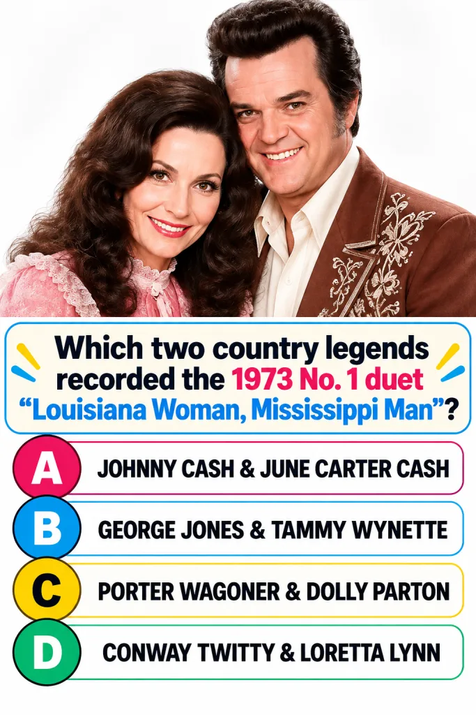 A smiling man and woman country music artists against a white background The woman has dark voluminous hair and a pink r