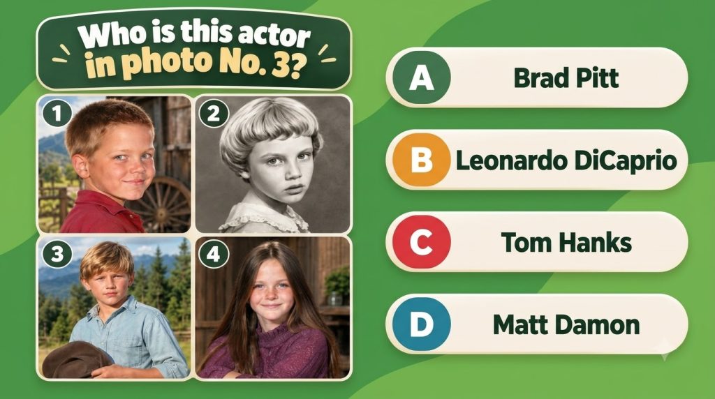 A multiple-choice quiz image showing a classic black and white portrait of Audrey Hepburn with four options for her name