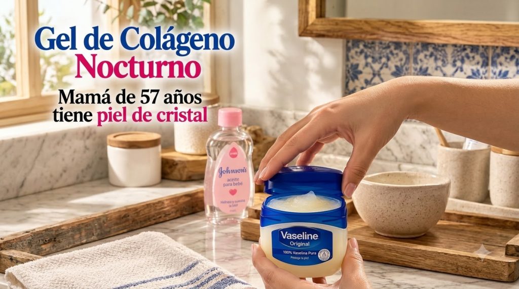 A pair of hands gently holding an open jar of Vaseline Original with a bottle of Johnson s baby oil in the softly blurre