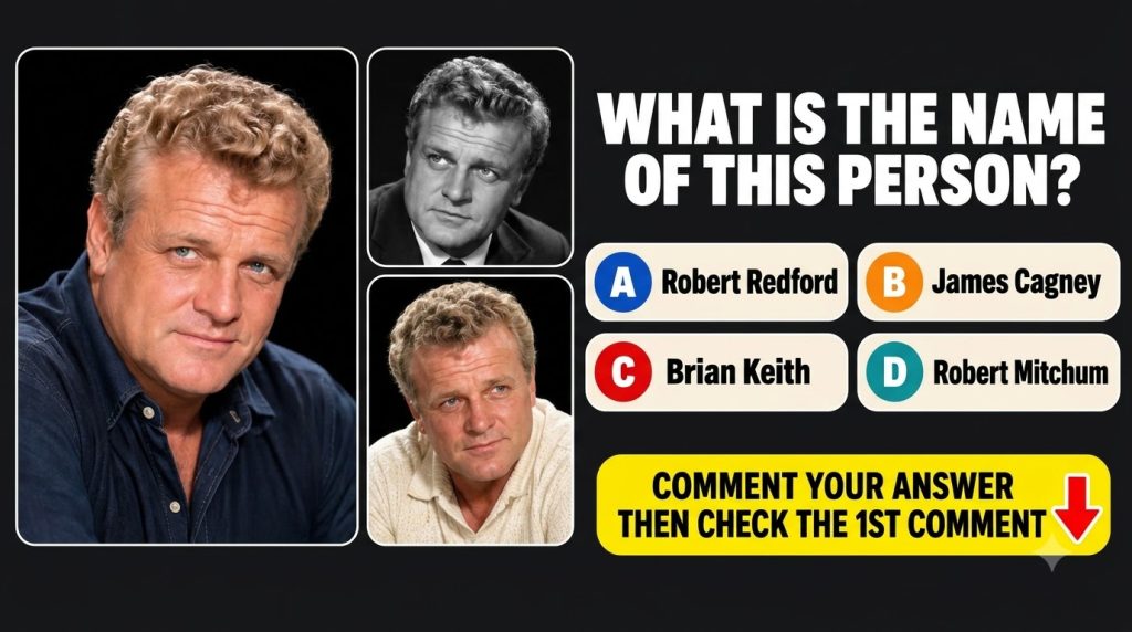 A celebrity quiz image featuring three portraits of Cary Grant a large modern color headshot on the left a smaller vinta