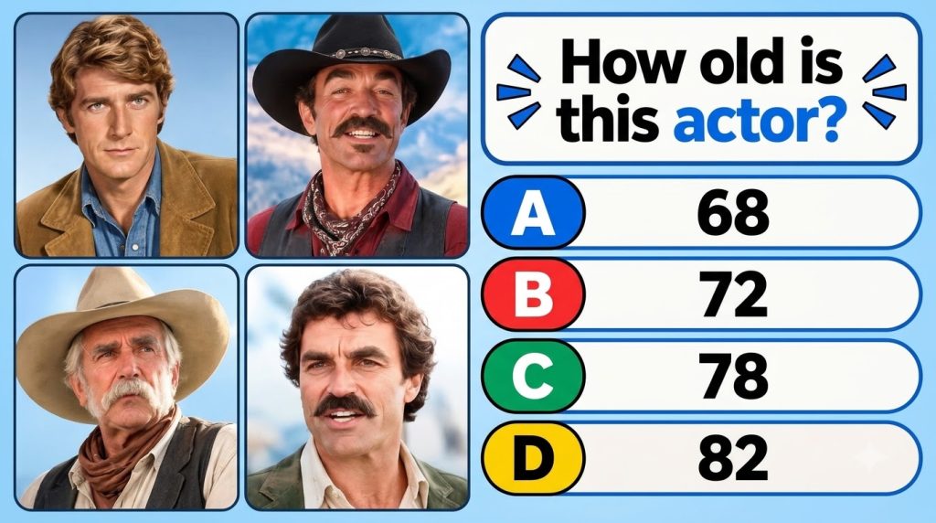 A quiz image showing a classic headshot of Clint Eastwood with four multiple-choice options for his name below