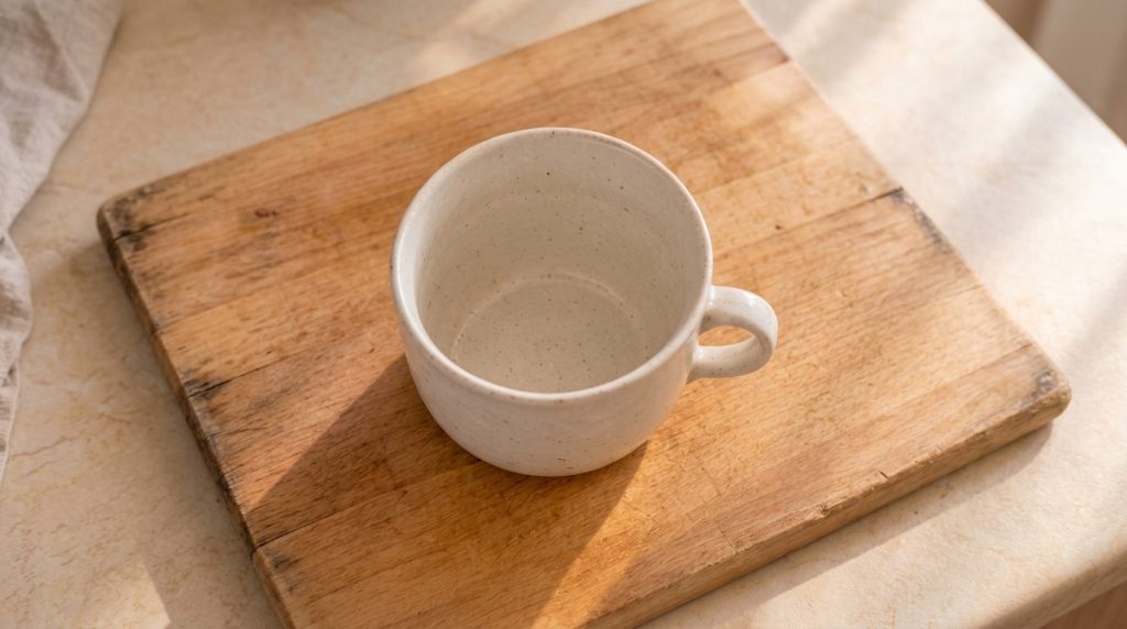 A delicious banana and honey mug cake served in a rustic ceramic mug