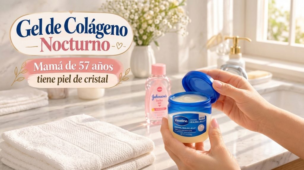 Close-up of hands holding an open jar of Vaseline Original Healing Jelly with a bottle of Johnson s baby oil and white f