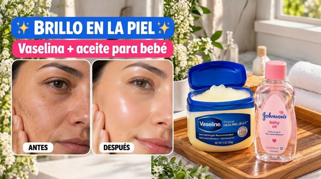 Split-screen showing a woman s face before with textured skin and after with smooth dewy radiant skin with text overlays