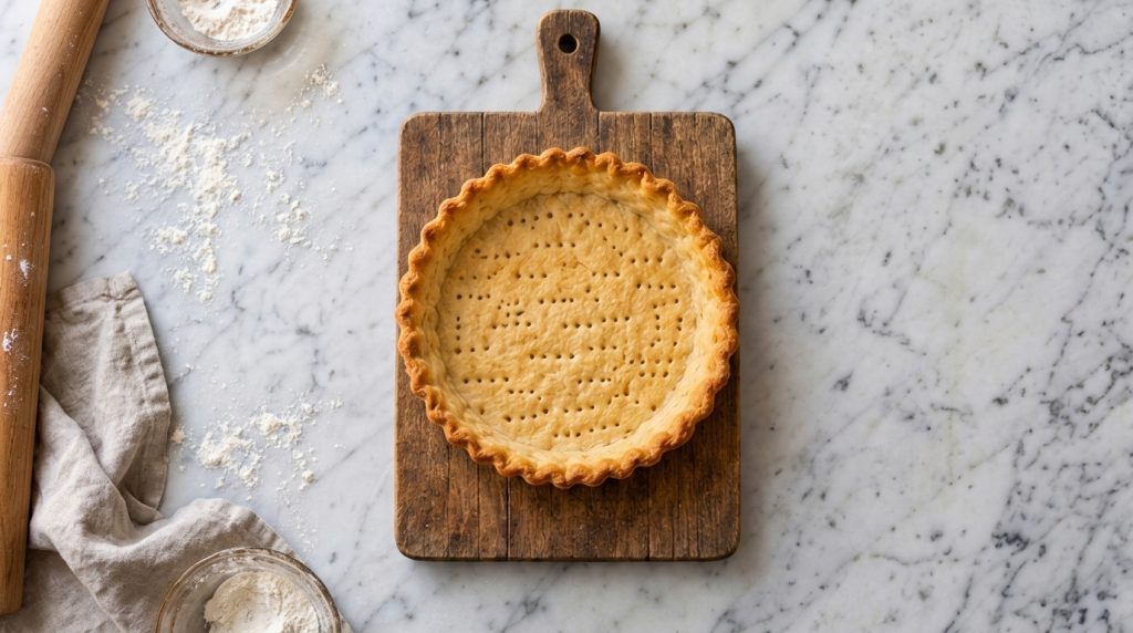 A vibrant freshly prepared savory tart no-bake featuring a pre-baked crust generously filled with a creamy light-colored