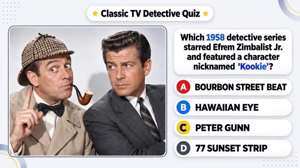 A split portrait of two men in a classic TV detective quiz On the left a man resembling Sherlock Holmes with a deerstalk
