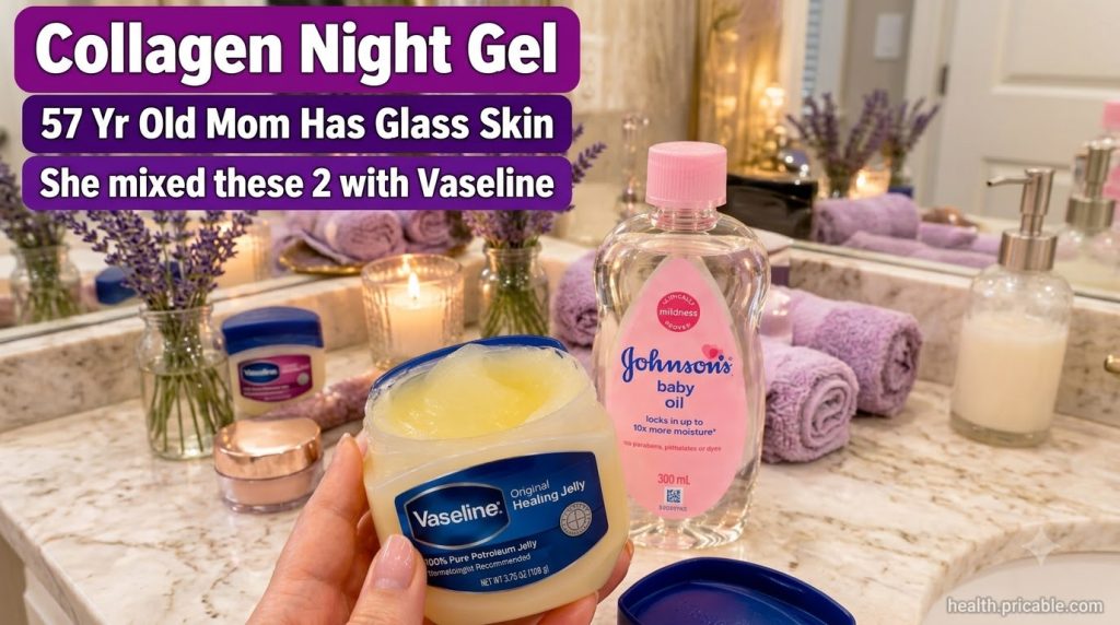A hand holding an open jar of Vaseline with a bottle of Johnson s Baby Oil in the soft-focus background set in a tranqui