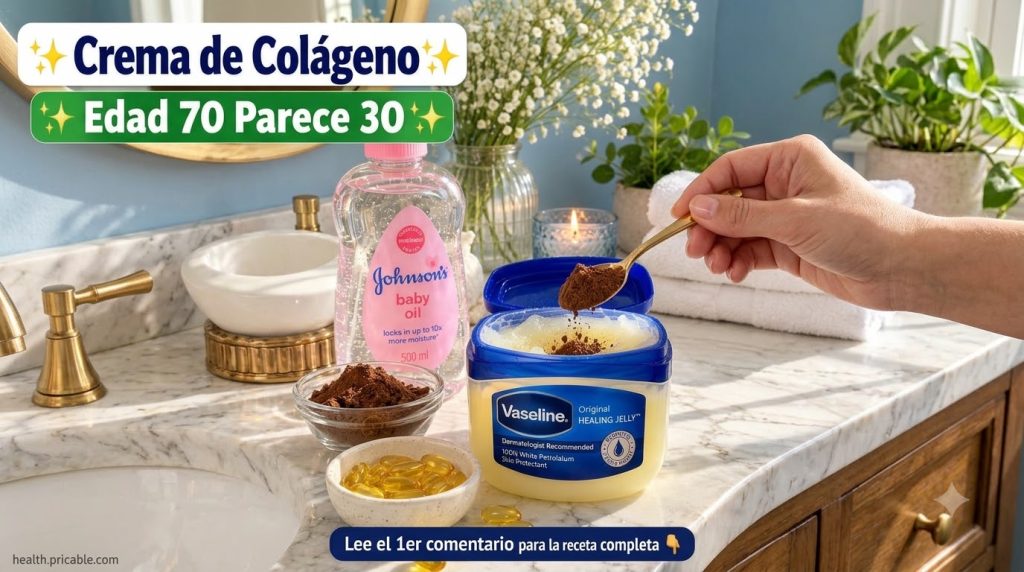 Ingredientes para la crema casera un tarro de vaselina cápsulas de vitamina E cacao en polvo y un recipiente para mezcla