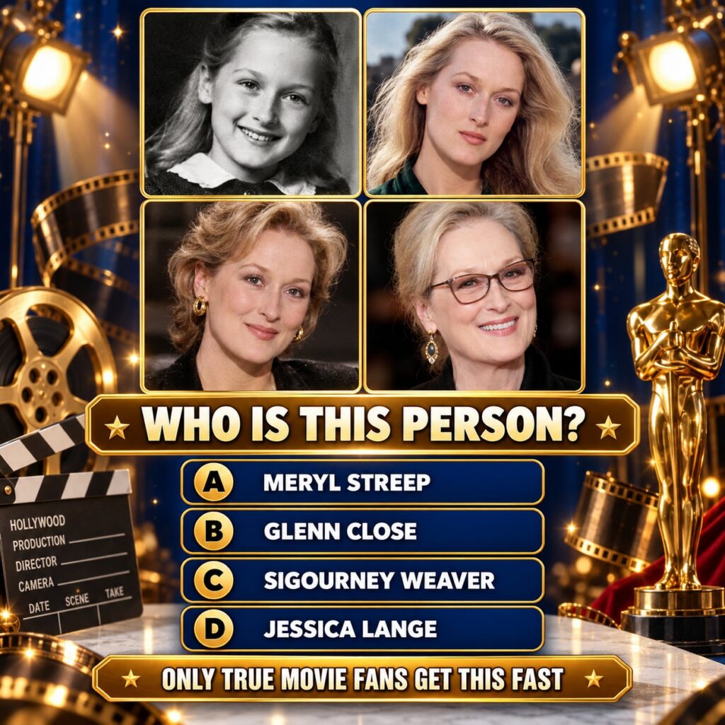 A visual collage showing Meryl Streep at different ages throughout her career from her early roles to more recent appear