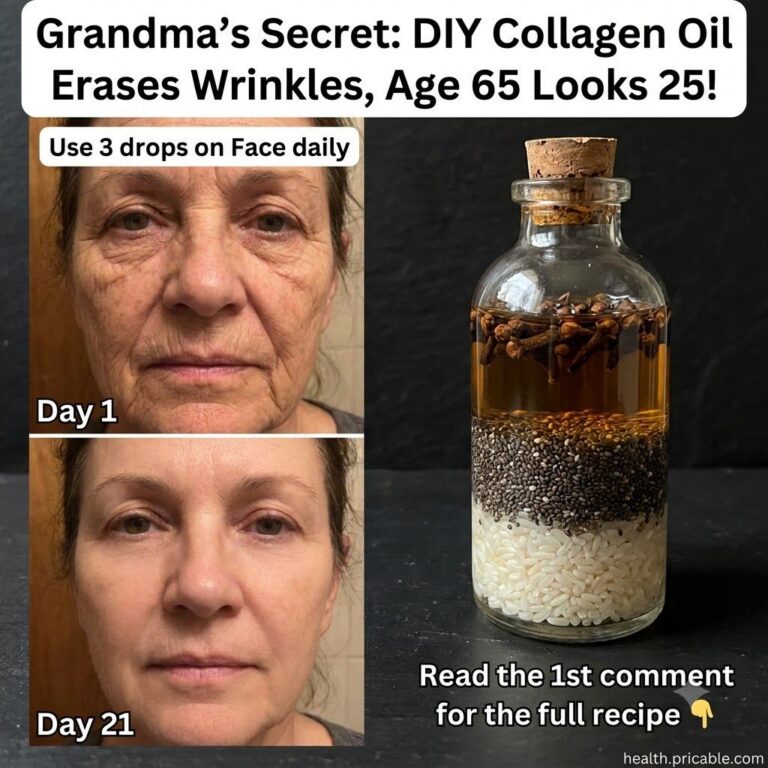 A small amber glass dropper bottle filled with golden oil labeled Grandma s Secret Collagen Oil It sits on a smooth ligh