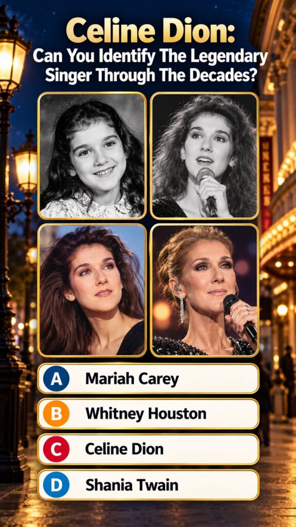 A composite image showing Celine Dion through different decades of her career highlighting changes in her appearance but