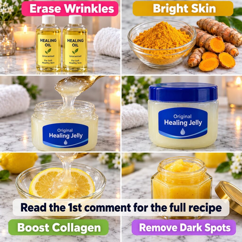 A small clear container of Vaseline Original Healing Jelly on a clean light surface with a small spoon next to it ready 