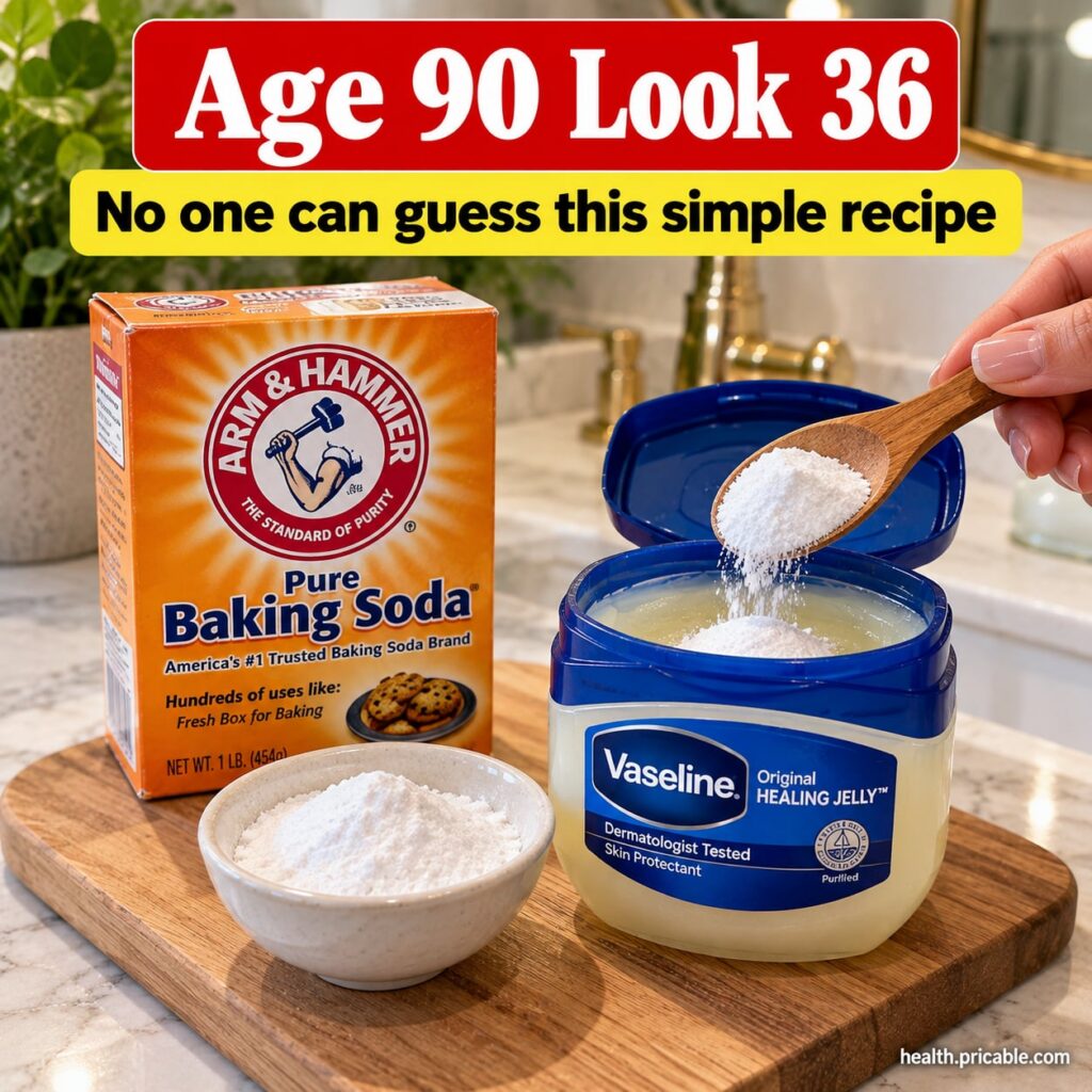 A small bowl containing a mixture of Vaseline and baking soda with a spatula or spoon next to it indicating the ingredie