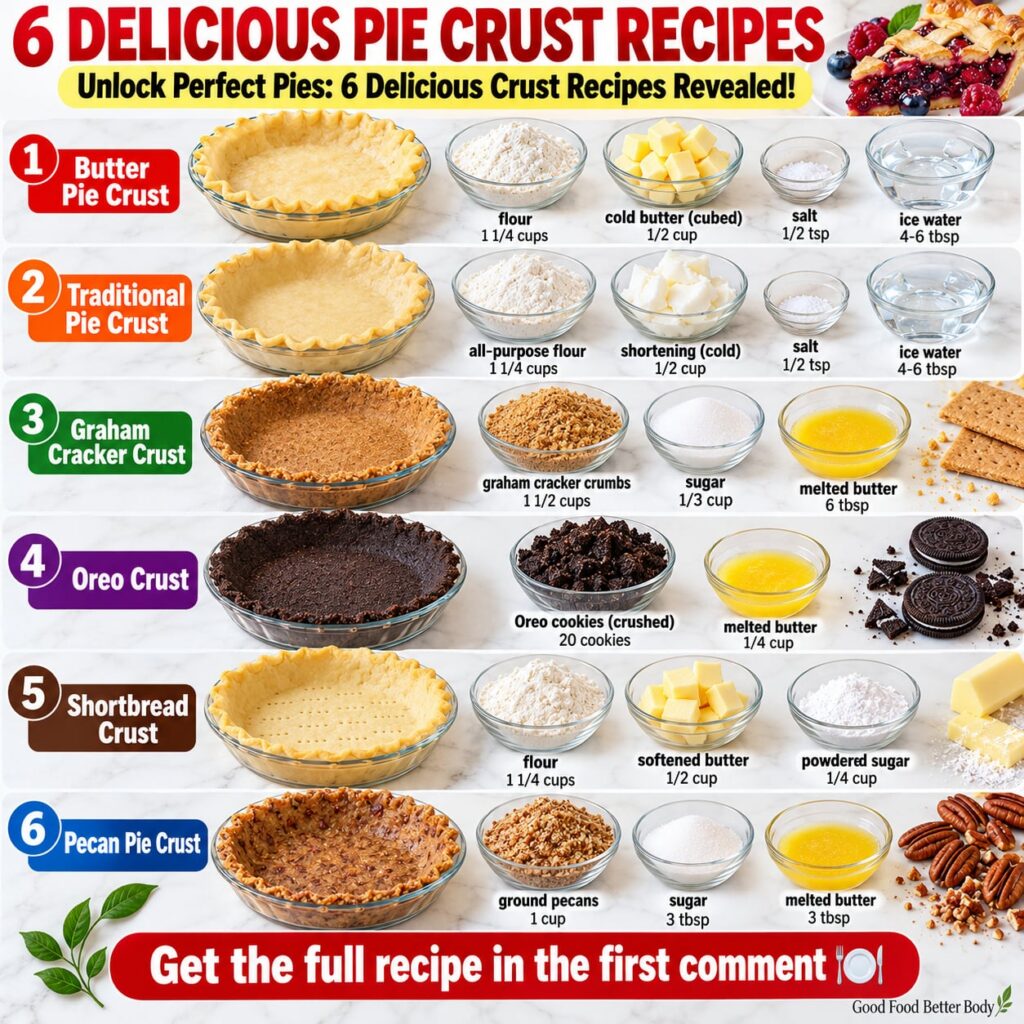 A perfectly golden flaky classic butter pie crust crimped beautifully around the edges ready for filling