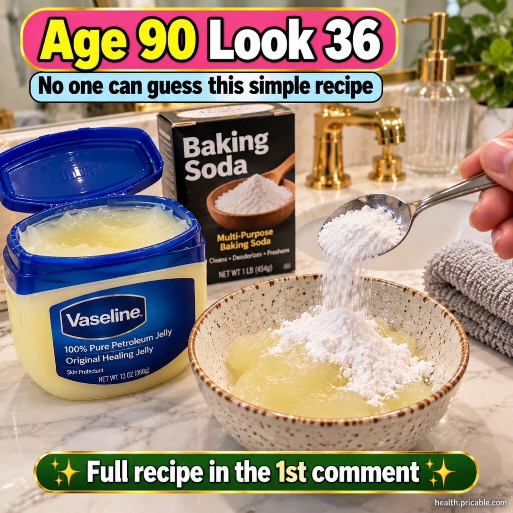 Ingredients for baking soda and Vaseline anti-aging mask