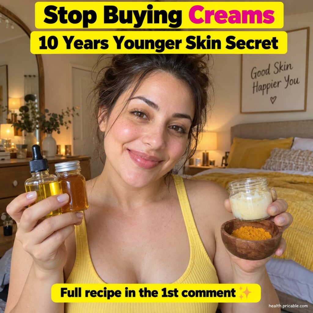 Ingredients for a natural anti-aging face mask laid out on a kitchen counter a small bowl of turmeric powder a jar of ho