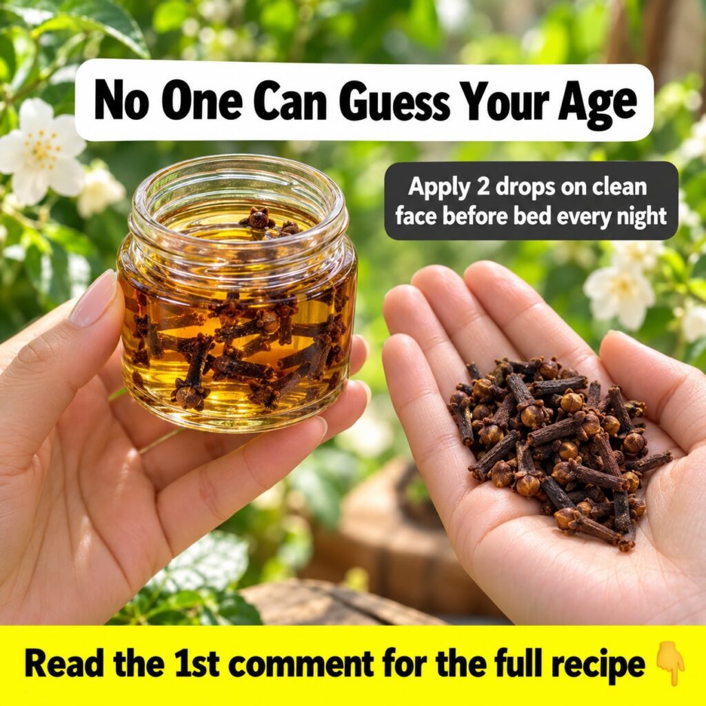 A close-up shot of whole dried cloves with a wooden mortar and pestle in the background hinting at DIY preparation for a