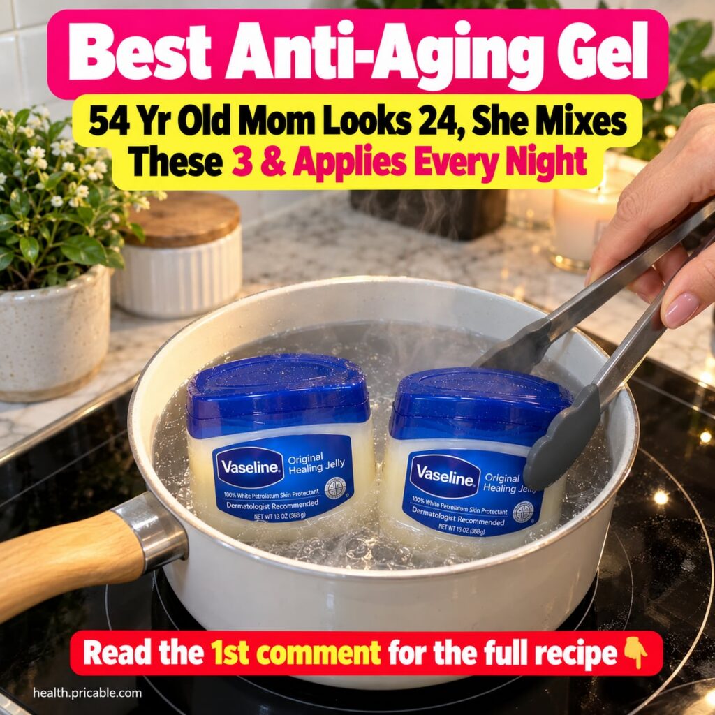 A woman with glowing youthful skin perhaps in her 50s but appearing much younger gently touching her face with a small a