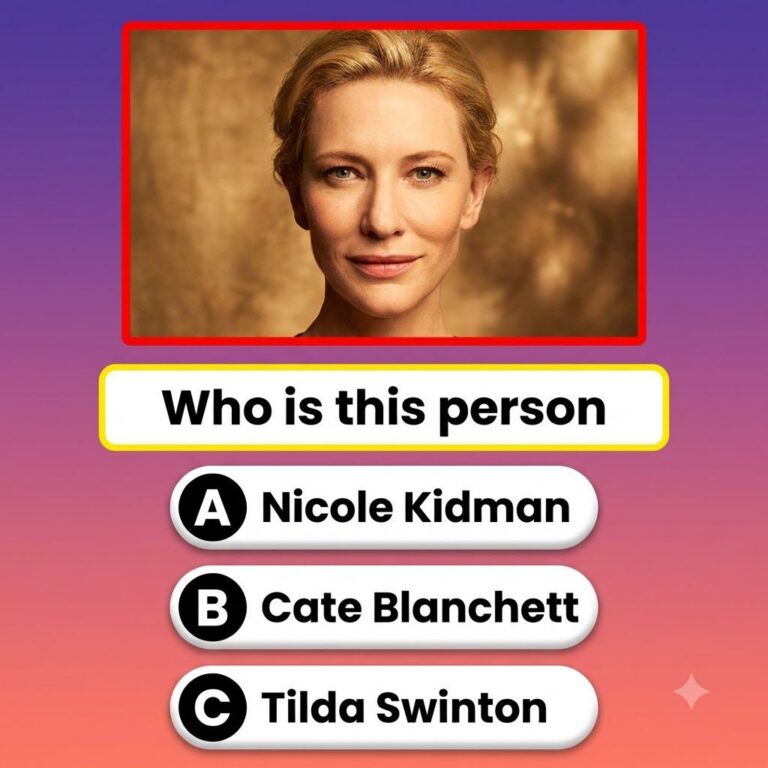 A regal and elegant portrait of Cate Blanchett with a deep navy cinematic background and subtle gold accents