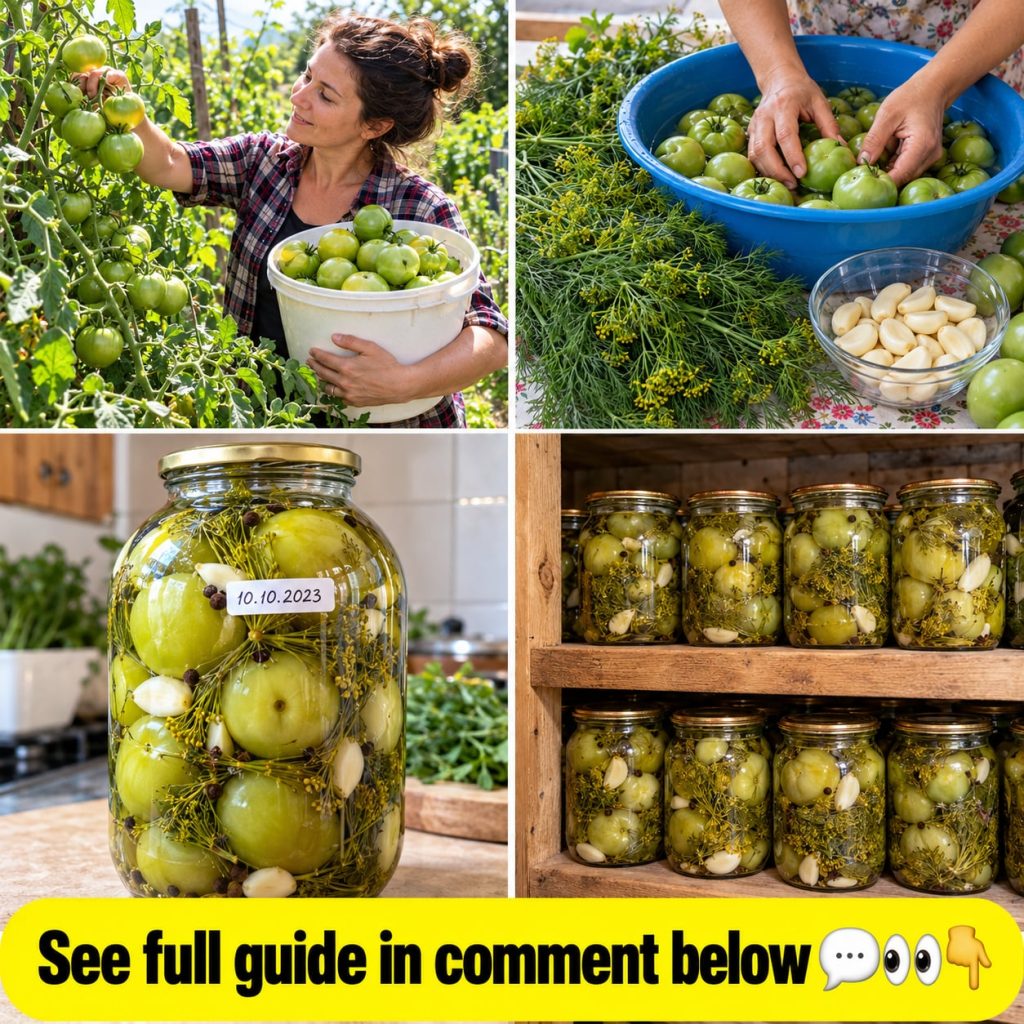 Several glass jars filled with sliced green tomatoes and brine actively fermenting on a kitchen counter Bubbles are visi