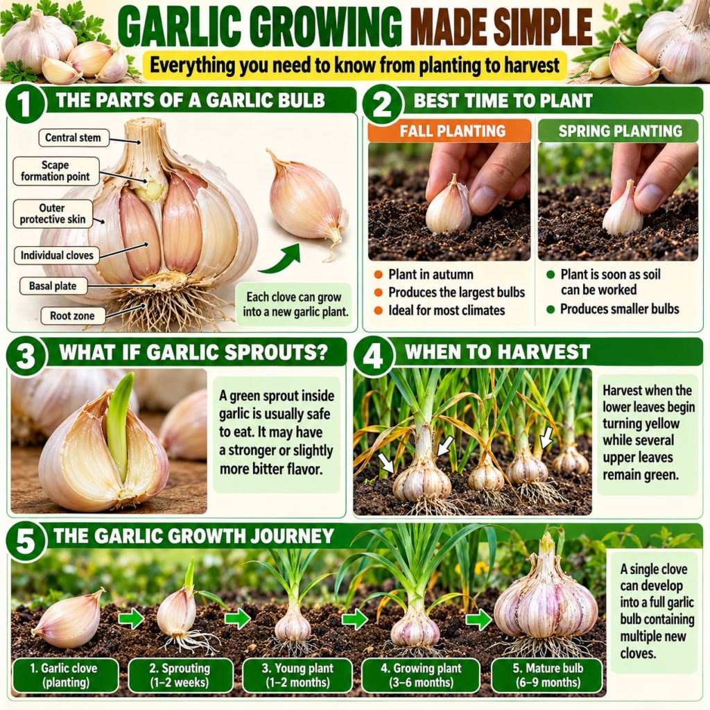 A vibrant close-up shot of lush green garlic plants growing in rich soil bathed in bright natural sunlight The leaves ar