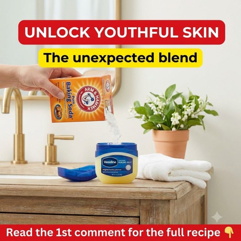 A close-up of a small bowl containing a creamy mixture of Vaseline and baking soda with a spatula nearby on a clean ligh