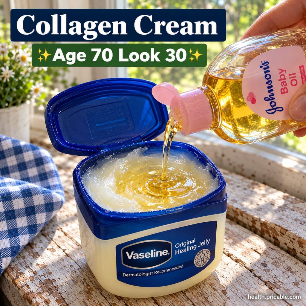 A small clear glass jar containing a translucent glossy balm made from Vaseline and baby oil with a subtle glow placed o