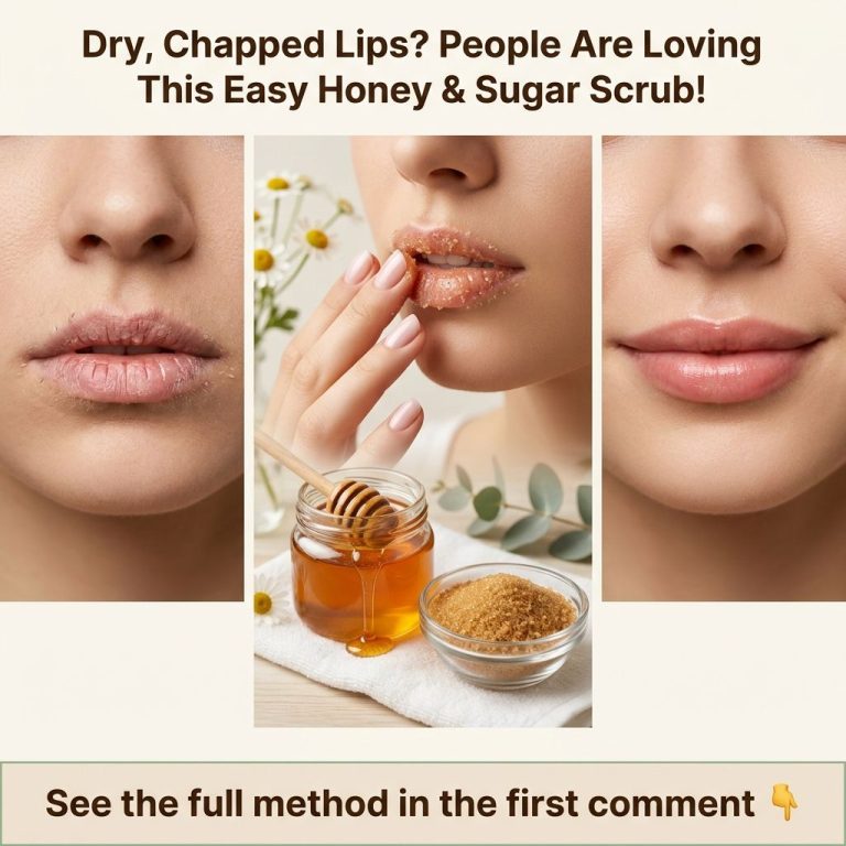 A small glass jar containing a honey and sugar lip scrub with a finger gently scooping some out The scrub has a granular