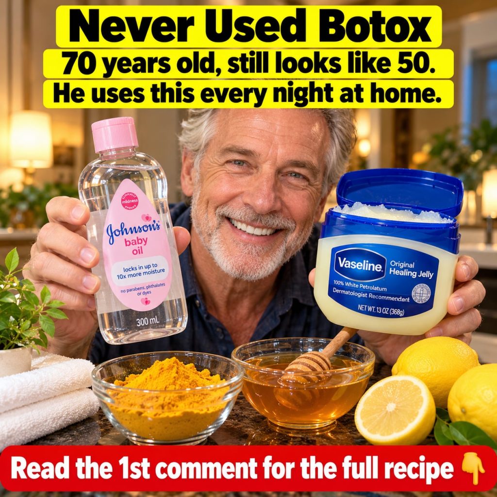 An elderly man with remarkably youthful glowing skin smiling warmly with a subtle glow around his face suggesting vitali