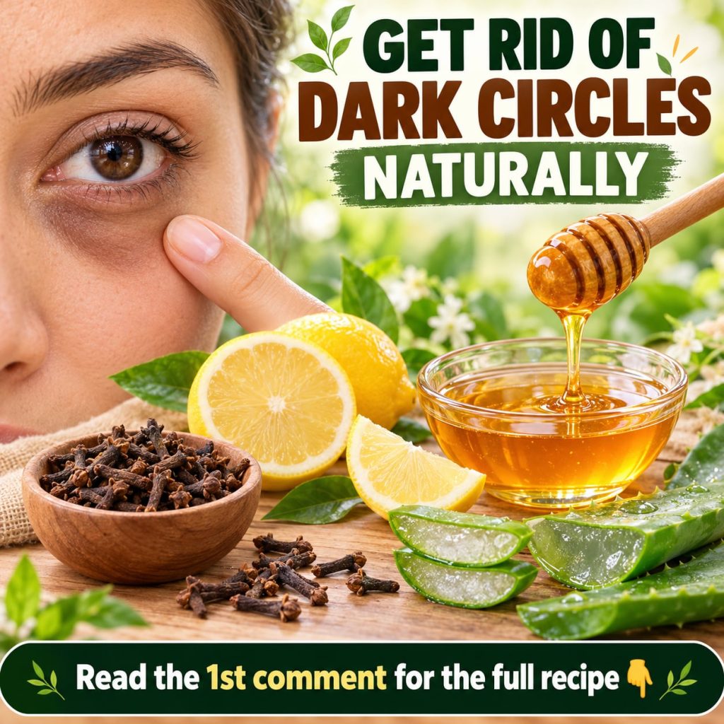 A collection of natural ingredients a jar of honey a sliced lemon a small pile of cloves and an aloe vera leaf with gel 