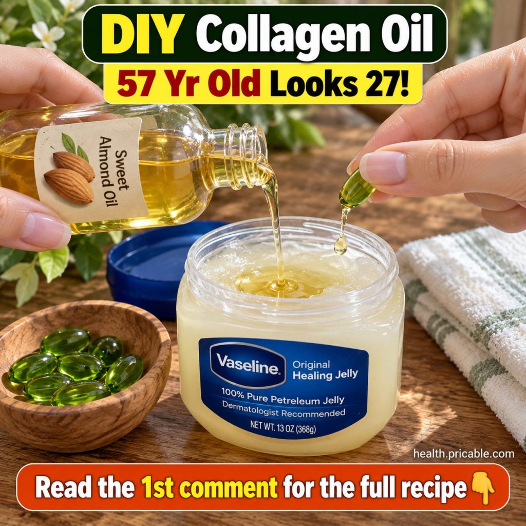 A collection of natural ingredients for a DIY collagen-supporting face oil including jojoba oil rosehip oil dried rose p