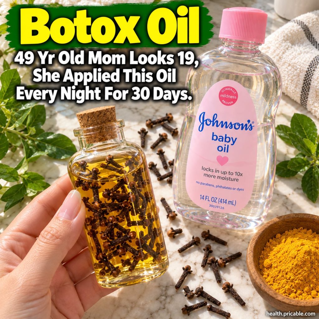 A woman applying a few drops of a golden facial oil to her clean face looking radiant and youthful