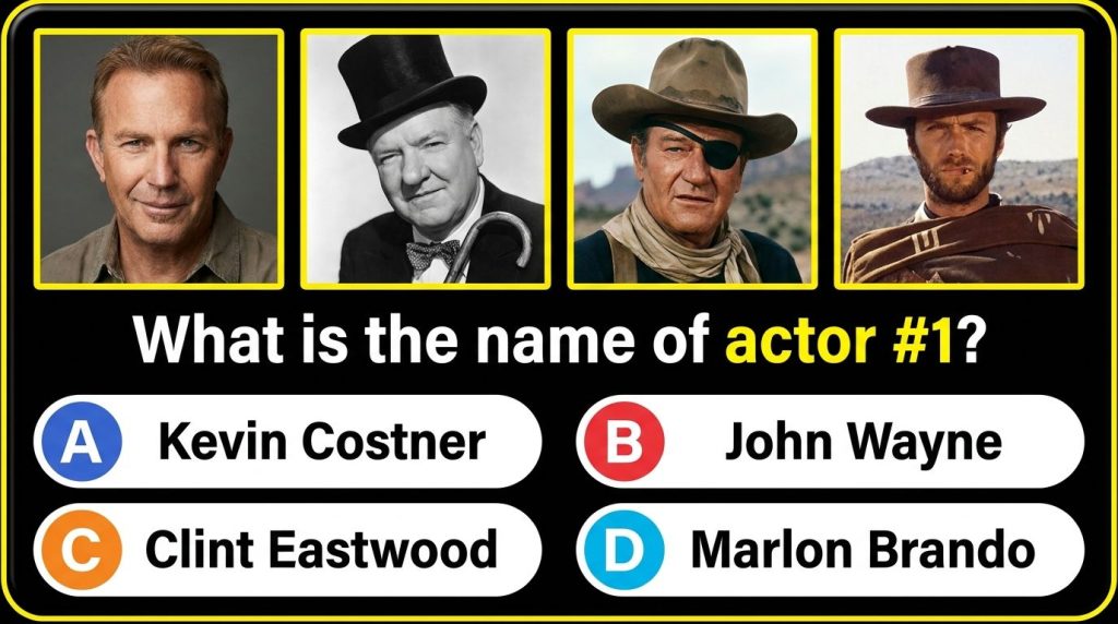 A lineup of classic Hollywood actors in a vertical 9 16 format Actor 1 is prominently featured for identification The ba