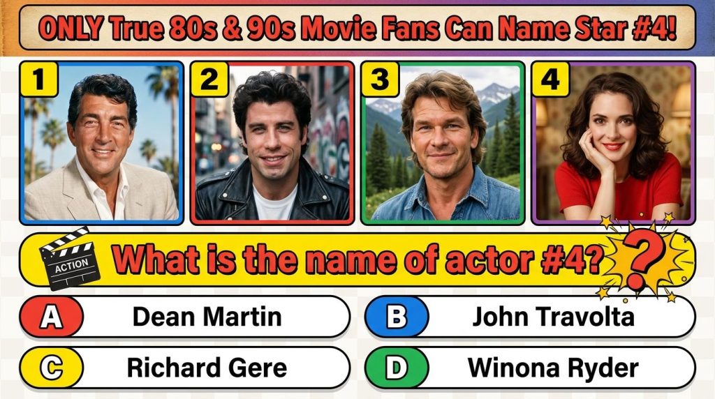 A vintage photograph of a charismatic male actor from the 80s or 90s smiling warmly as if part of a guess the celebrity 