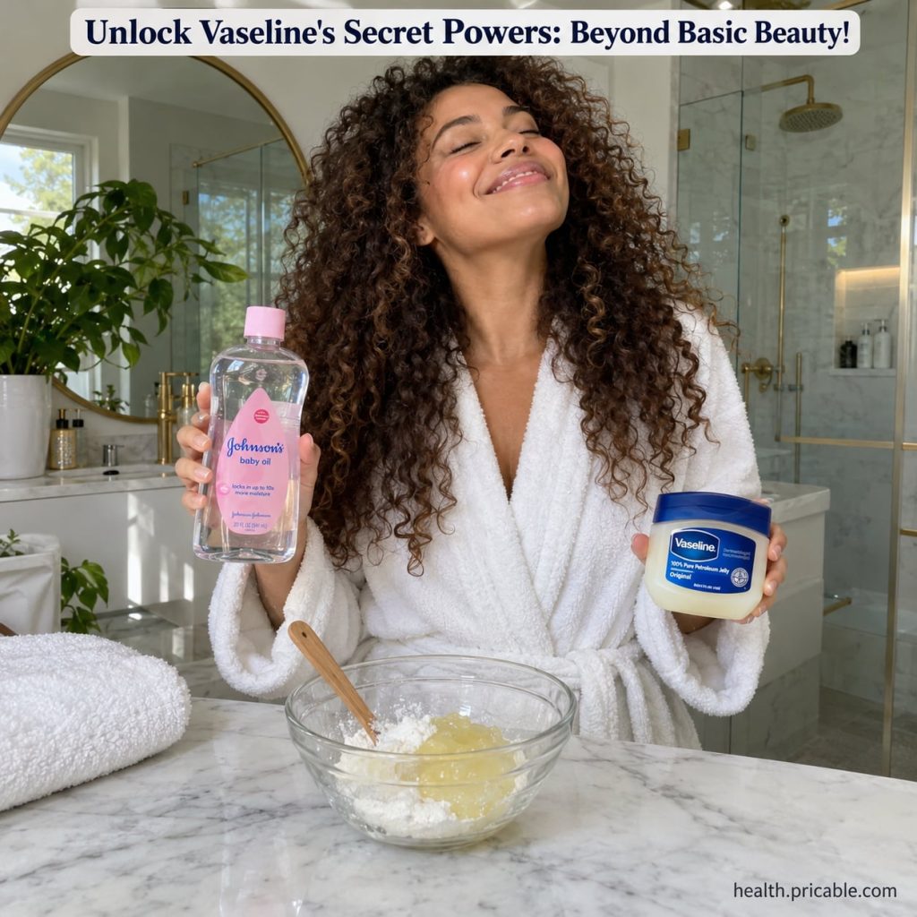 A variety of small jars and bowls containing petroleum jelly a natural oil and sugar arranged on a clean simple backgrou