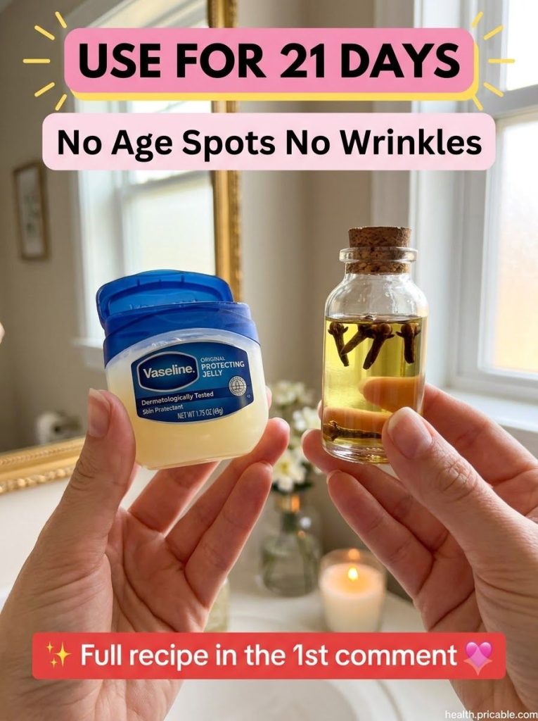 A small jar of Vaseline next to a bottle of clove essential oil with a small mixing bowl and spatula illustrating the tw