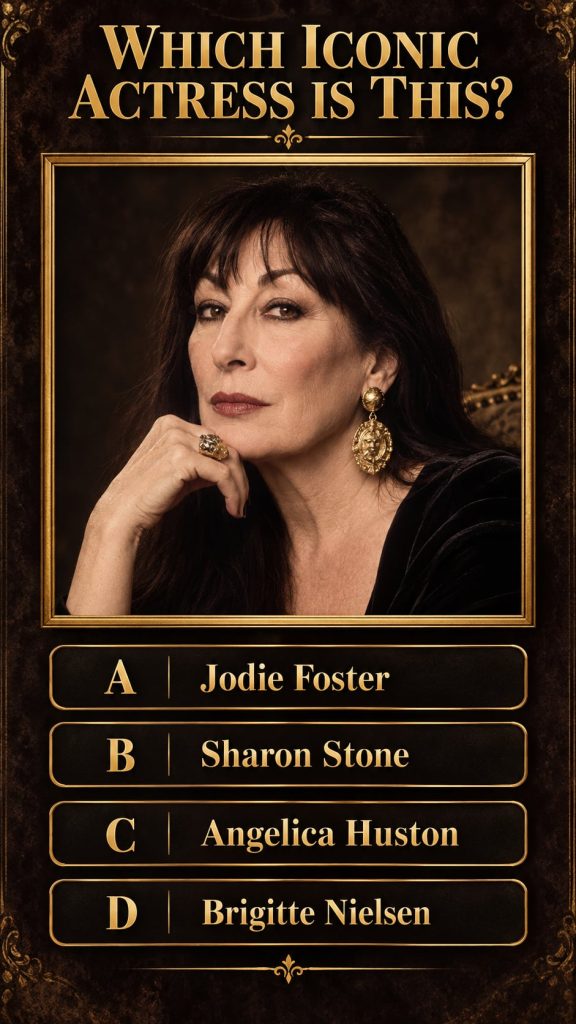 A quiz card challenging viewers to identify a classic Hollywood actress featuring a black and white portrait