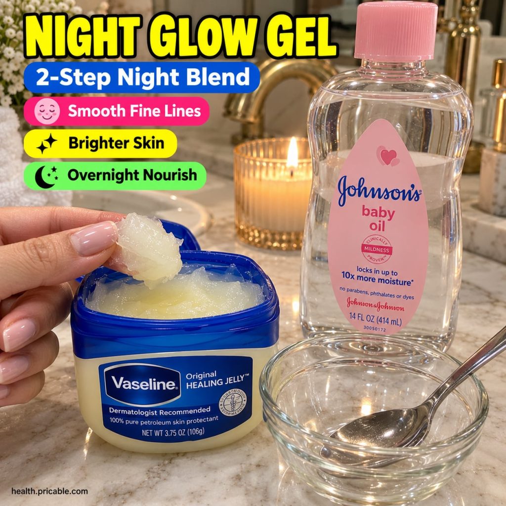 A small jar of Vaseline and a bottle of Johnson s Baby Oil next to each other on a clean white surface suggesting a DIY