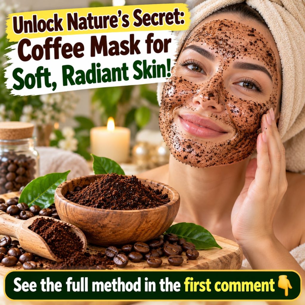 Ingredients for a coffee face mask laid out ground coffee honey and yogurt in small bowls with a mixing spoon and a smal