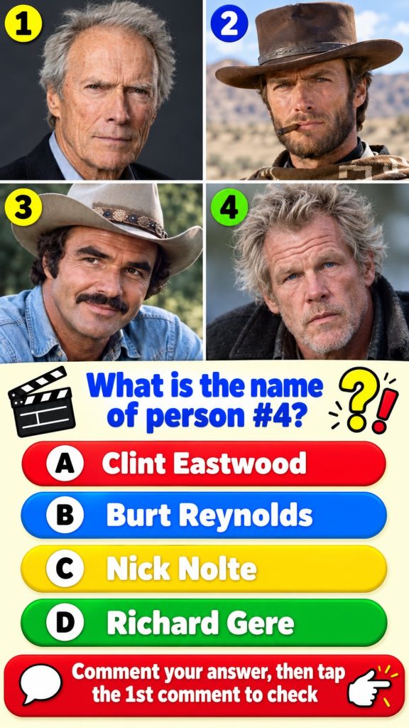 An old quiz graphic featuring multiple classic Western movie stars with one specific legend highlighted as Legend 4 for 