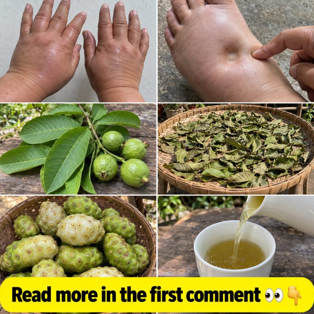 Close-up of fresh green guava leaves on a branch ready for harvesting