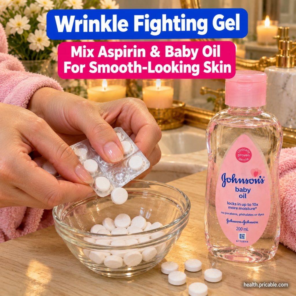 A small bowl with a white paste or gel made from crushed aspirin tablets mixed with baby oil ready for application The t