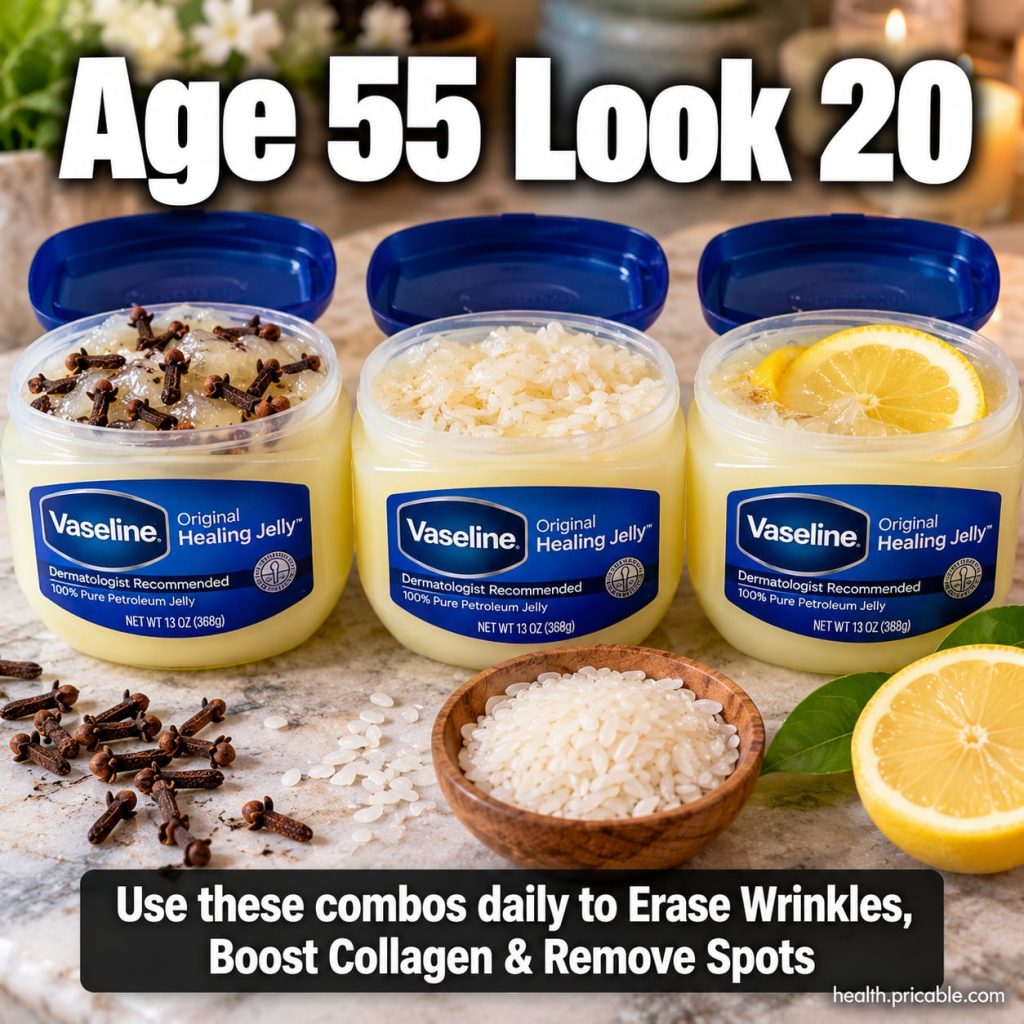 Ingredients for a DIY Vaseline youth combo a jar of Vaseline a small bottle of vitamin E oil and a small bottle of roseh