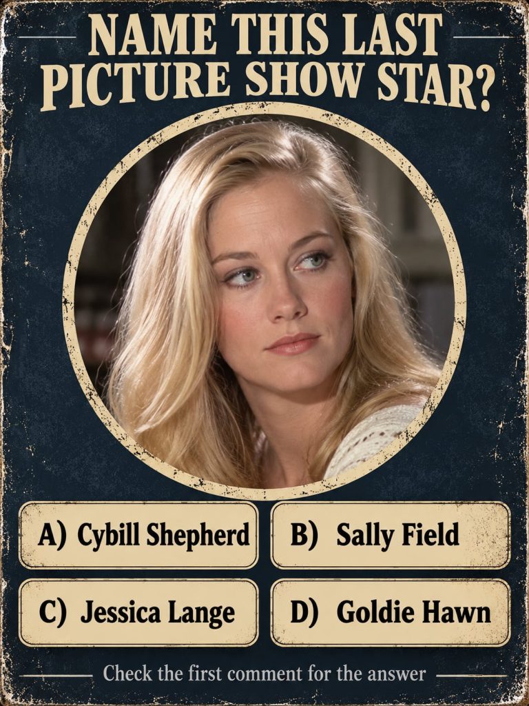 A young Cybill Shepherd in a classic 1970s style reminiscent of her role in The Last Picture Show with a serene or thoug