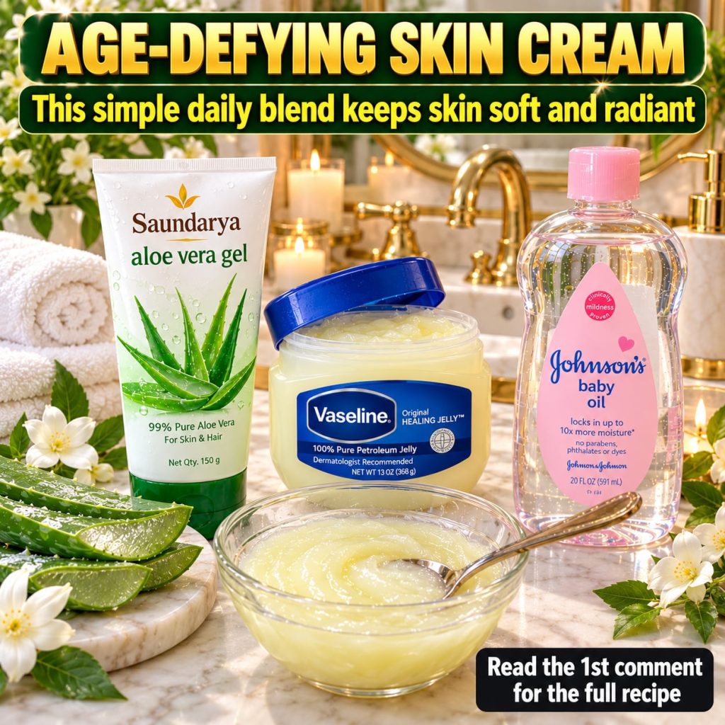 A visual representation of the three main ingredients a jar of Vaseline a bottle of aloe vera gel and a bottle of baby o