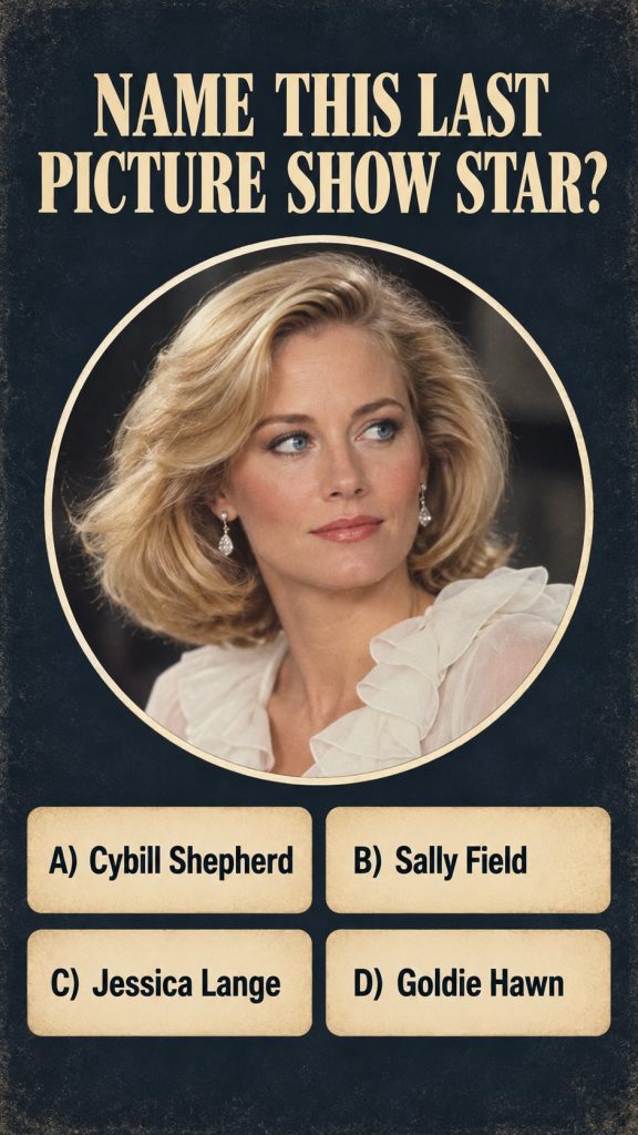 A captivating portrait of a young Cybill Shepherd with her signature smile and blonde hair reminiscent of her early care
