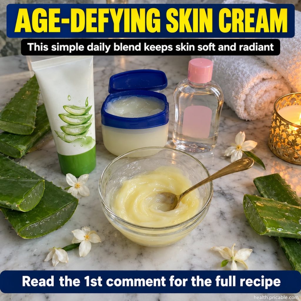 A close-up of a bowl containing a creamy white substance with aloe vera leaves a jar of petroleum jelly and a bottle of 