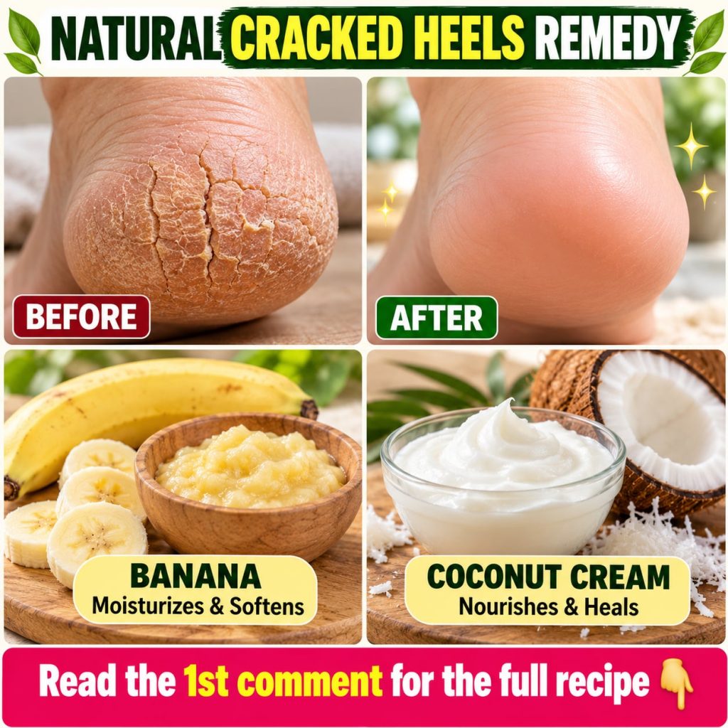 A close-up of a mashed banana mixed with coconut cream in a small bowl ready to be applied to a foot with dry cracked he